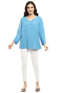 Parsley Placket Front Embroidered Blouse